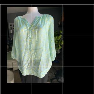 Loft Small Mint Gree Polka Dot Blouse